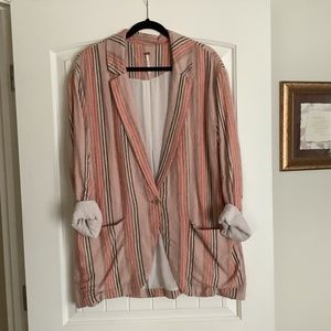 Free People Striped Blazer with Cream Lining